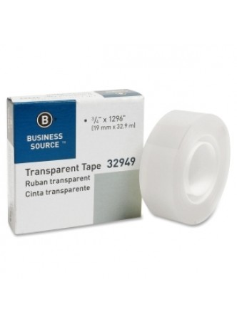Business Source 32949 All-purpose Glossy Transparent Tape, 0.75" x 36yd, 1" core, Each